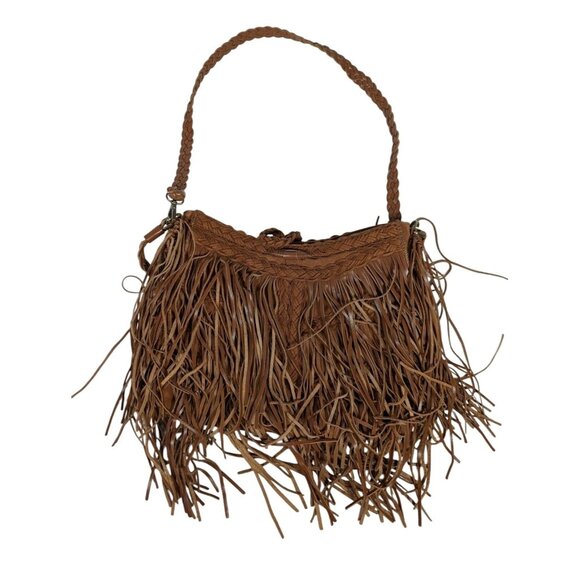 Sam Edleman Leather Western Boho Fringe Hobi Crossbody Purse 14 x 10 - Picture 1 of 7